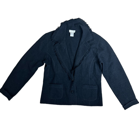 Austin Reed Wool Cardigan‎ in Black Button Front Size Small - Picture 1 of 7